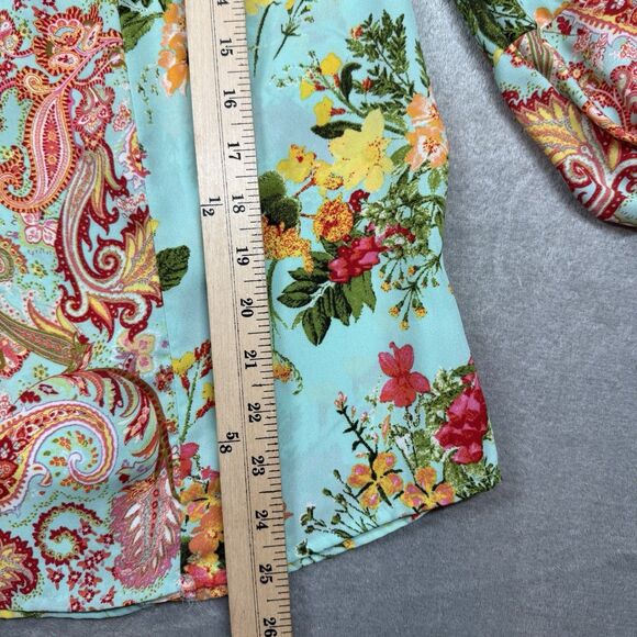 Fig & Flower Anthropologie Floral Boho Peasant Blouse Top Women's S Blue Paisley - Picture 5 of 7